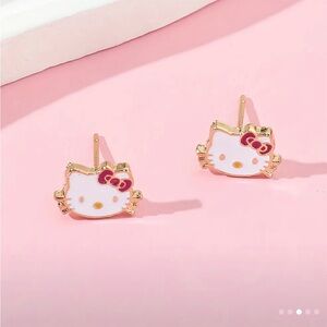 Hello Kitty Gold Plated Stainless Steel Stud Earrings NWOT